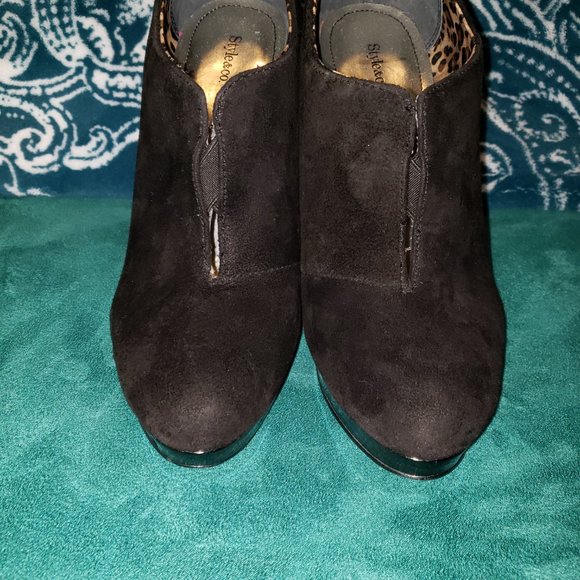 Style & Co Webb Black Leather Upper Platform Toe Heel Size 7.5 - Picture 3 of 6